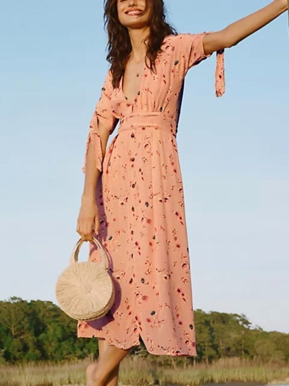 NWT Faithfull The Brand Nina Midi‎ Dress In Salina Floral Print US 6